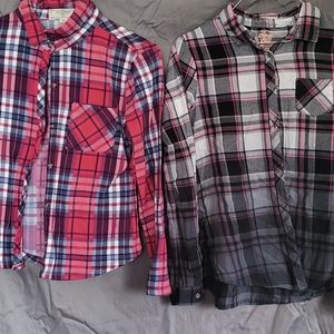 14/16 plaid button up shirts faded glory and no comment